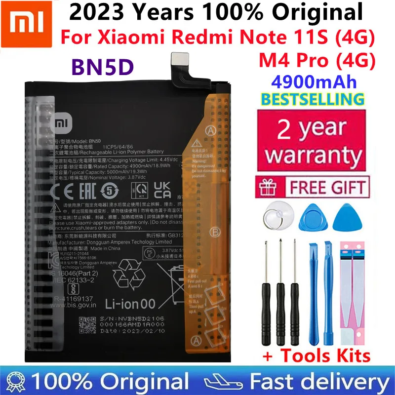 

2023 Years 100% Original New Xiao Mi 5000mAh BN5D Battery For Xiaomi Redmi Note 11S 11 S 4G M4 PRO 4G Mobile Phone Batteries