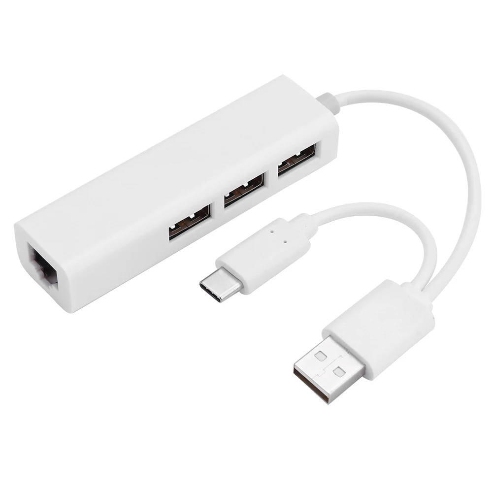 

Durable USB Hubs Delicate Design 3 Ports USB Adapter USB 2.0 HUB Type C to RJ45 Ethernet Gigabit LAN Adapter Wire