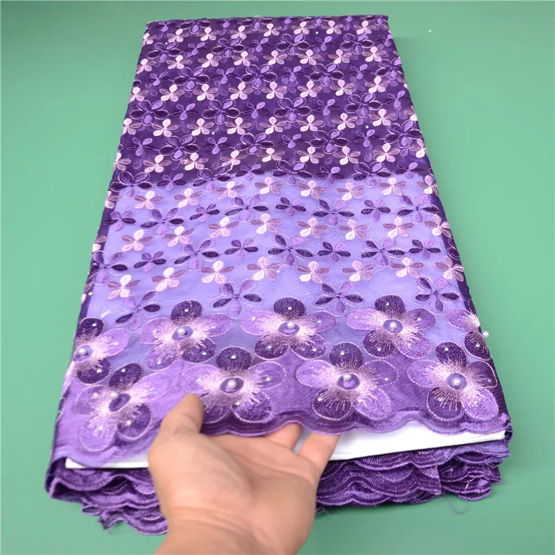 

5 Yard Newest Hot Selling French Lace With Sequins High Quality African Tulle cord Lace Net Embroidered Lace Fabric PS030801