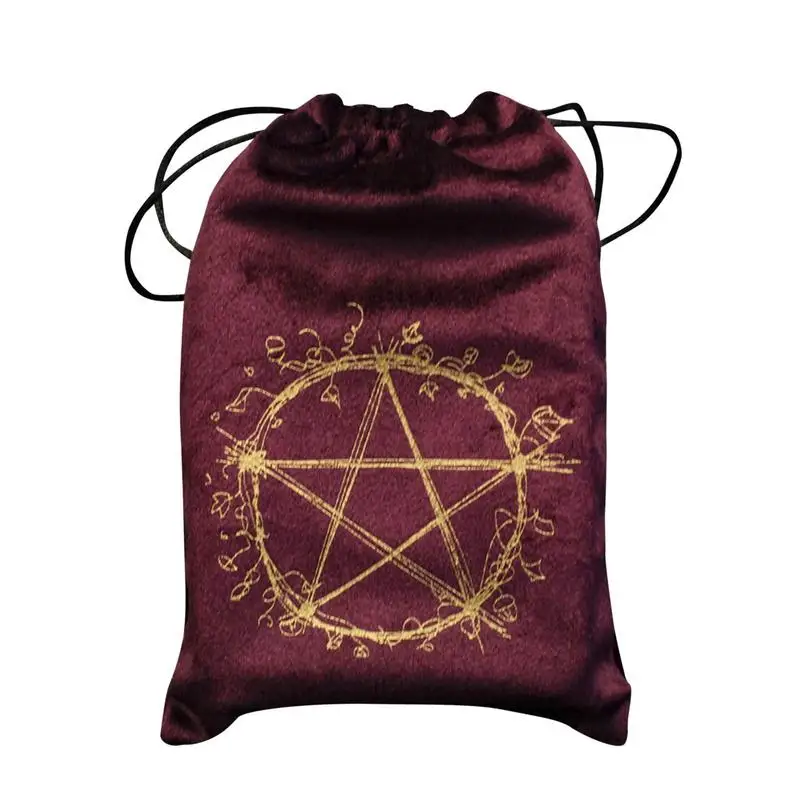 

Soft Velvet Pentagram Pattern Tarot Storage Bag Divination Cards Drawstring Bag Jewelry Organizer Gifts Package Bag