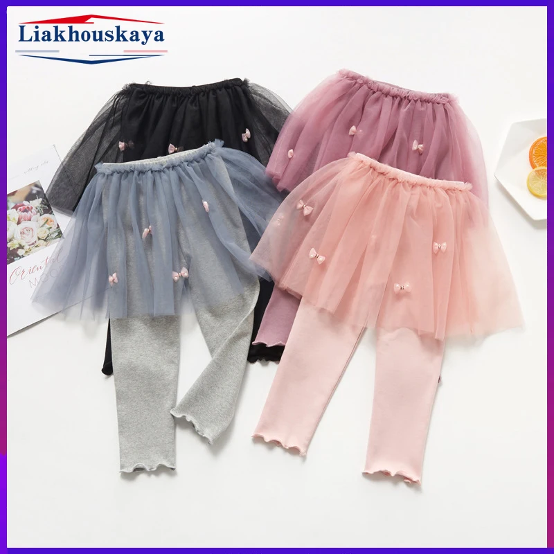 

Детские леггинсы с платьем для девочек, весенне-летние сетчатые брюки, милая широкая юбка для девочек, брюки, свободная детская одежда