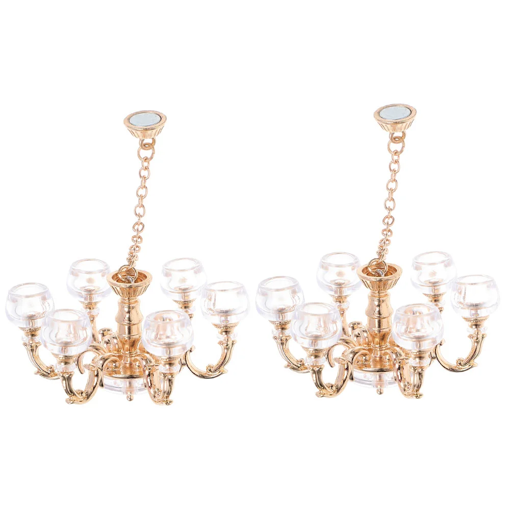 2 шт. люстра для кукольного домика подвесной светильник имитация мини-лампы