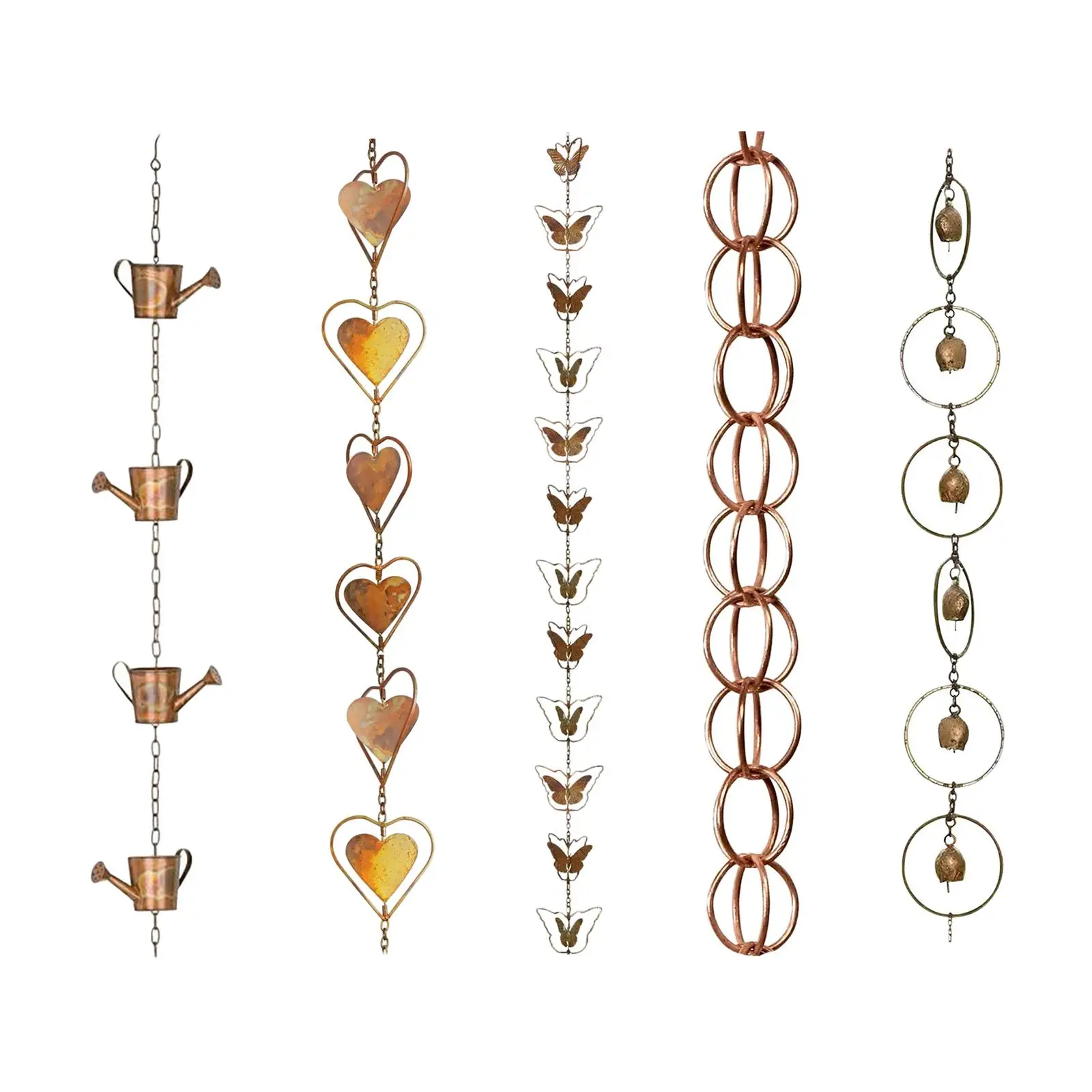 

Rain Gutter Chain Downspout Substitution Rain Gutter Drain Rainwater Catcher for Roofs Awnings Backyard Gazebos Sheds