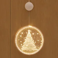 Christmas Pattern Fairy Light LED Festive Hanging Decoration Ornament Party Room 3D Disc Hanging Lights Bells Snowflake Pendant