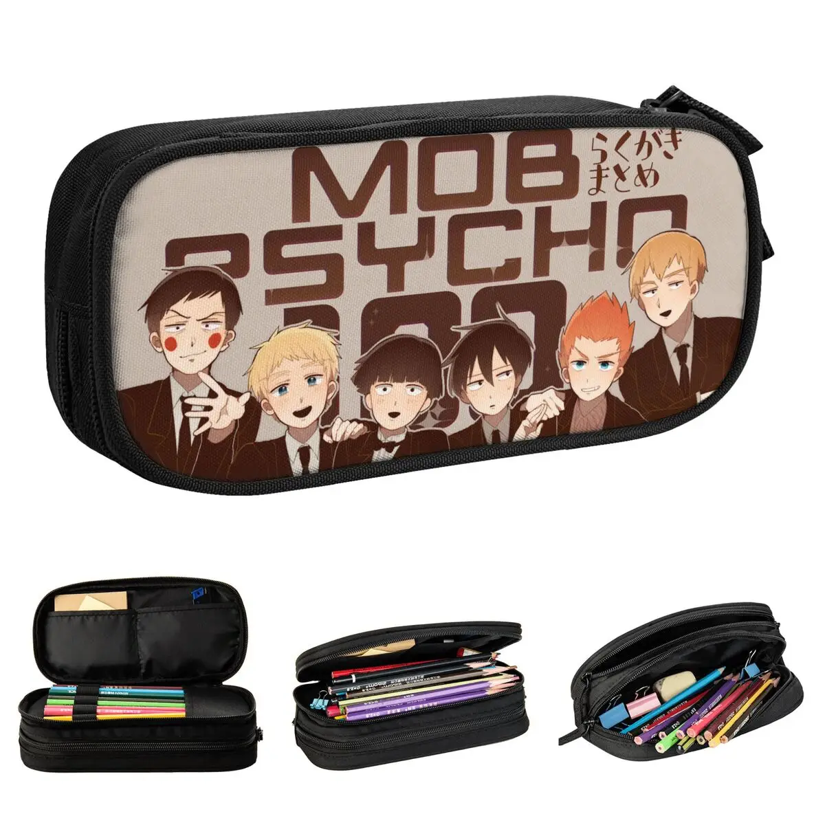 Cases Mob Psycho 100 Pencilcases Pen For Student Big Capacit