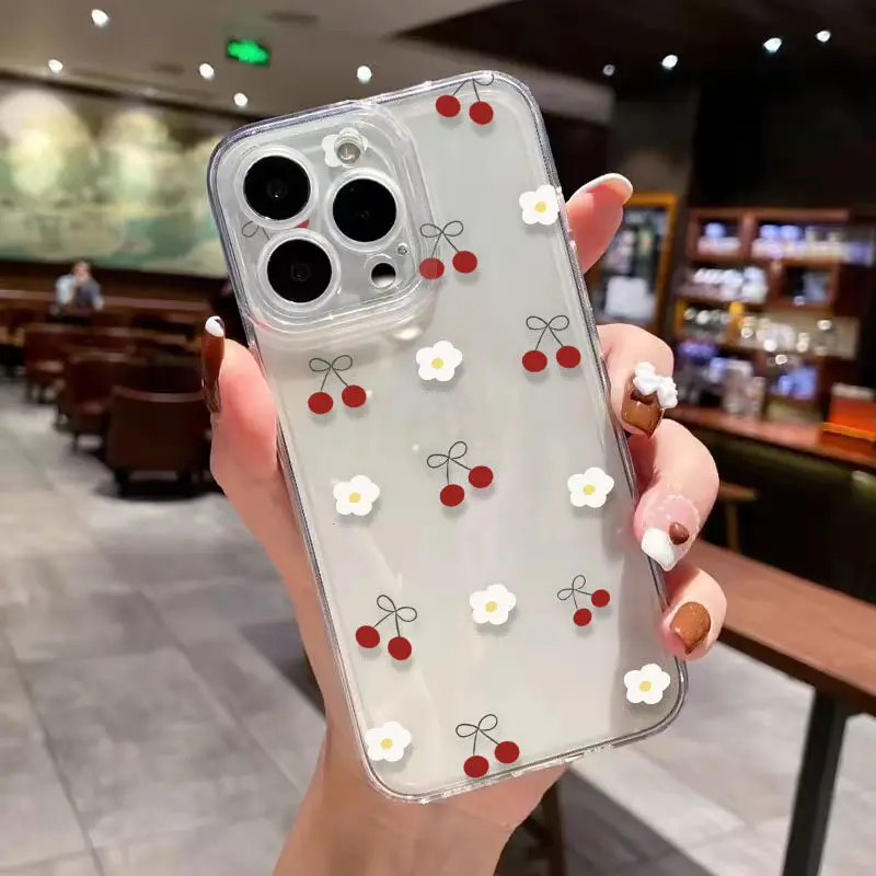 Case For Xiaomi Mi 11 Lite 11T Pro POCO X6 5G X5 X4 X3 GT M3 F5 NFC F3 cover Soft Cherry Fruit Flower