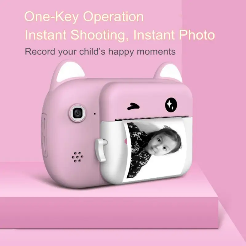 

Digital Photo Camera Kids Camera New Thermal Printing 1080p Hd Children's Camera Double Lens Selfie Camera Video Kids Toys Mini