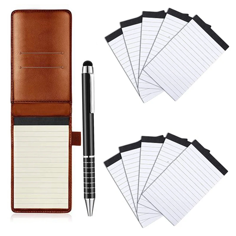 

Notepad Set 3.5X5.5in Small Memo Book 3 Mini Pocket Notepads with Pens and 10 Refills for Businessmen and Students