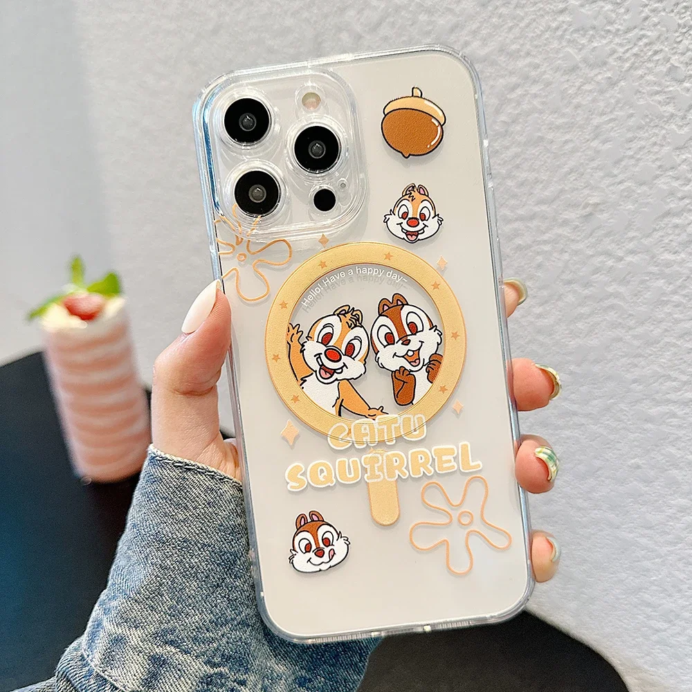 Милый мультяшный магнитный чехол для телефона S-Stitch and Chip &amp Dale Magsafe iPhone 16 15 14 13 12 11 8