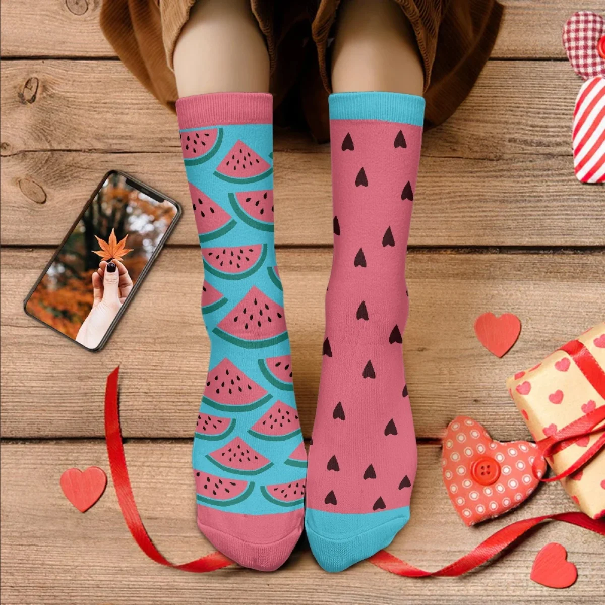 

Kawaii красный арбуз мультяшный узор удобные носки брендовые впитывающие пот дышащие местные дезодоранты мягкие носки DIY
