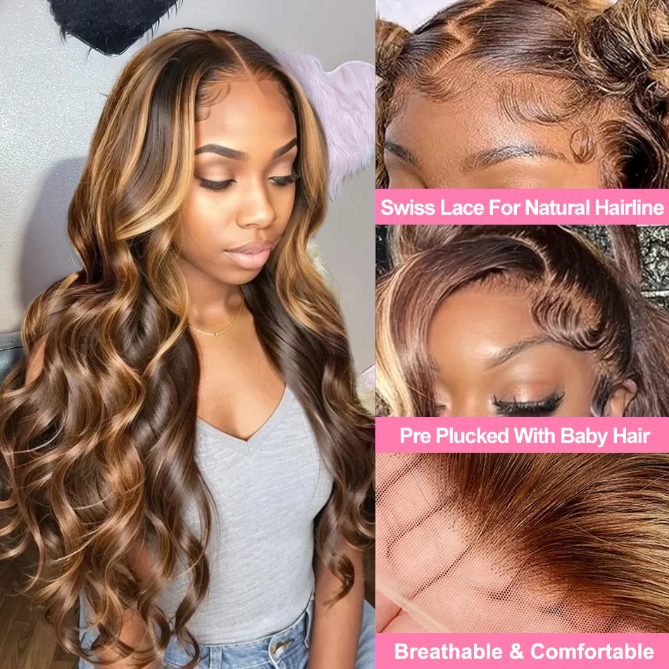 4/27 Цветные парики Объемная волна 13x4 Парики из натуральных волос на кружеве