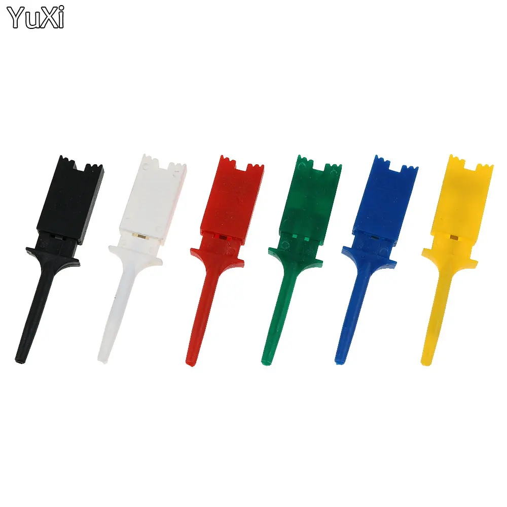 

12ps зажим с крючком для испытания для логических анализаторов, цвет: красный, черный, желтый, зеленый, синий, белый, плоское соединение крючка