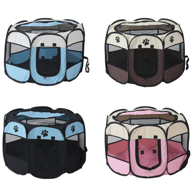 

Pet Dog Cat Playpen Tent Crate Room Foldable Puppy Exercise Cat Cage Waterproof Outdoor Two Door Mesh Shade Cover Nest Kennel