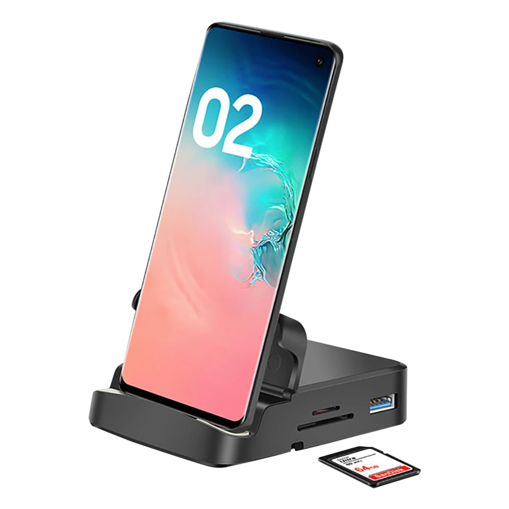 Фото Док-станция-концентратор 8 в 1, подставка для телефона, док-станция Dex Pad, USB C к HDMI-совместиму адаптеру зарядного устройства для док-станции для Samsung №1