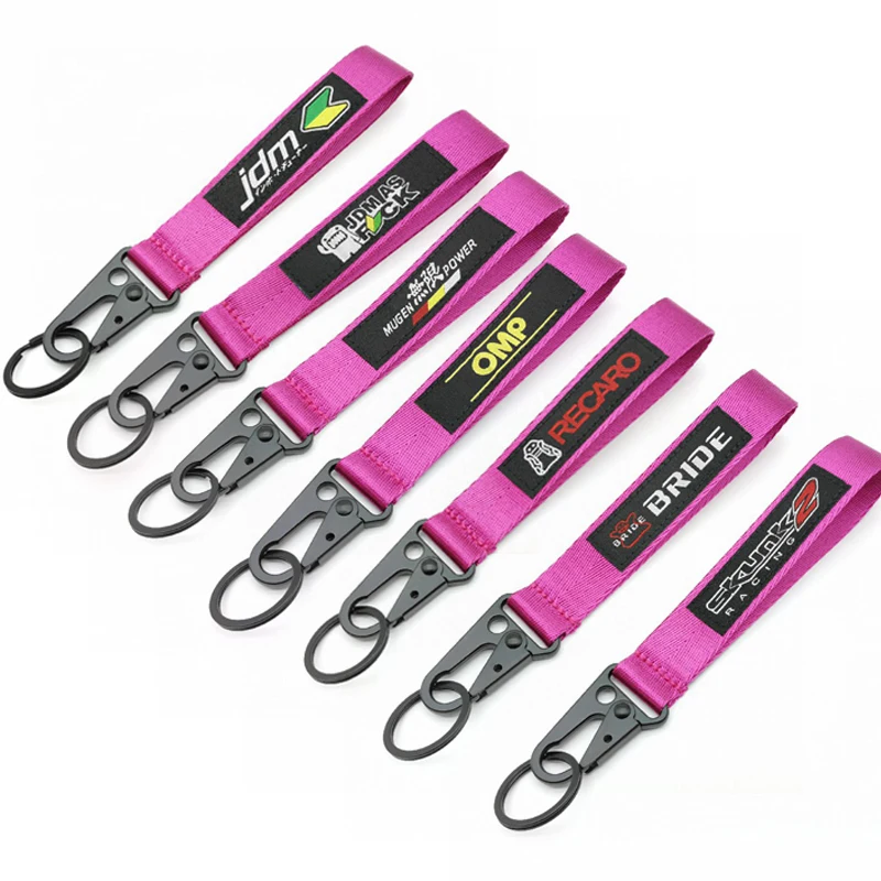 

Keychain Jdm Style Lanyard Nylon Keyring Tags Decoration For Mugen Bride Recaro Skunk2 Omp Domo Car Motorcycle Auto Accessories