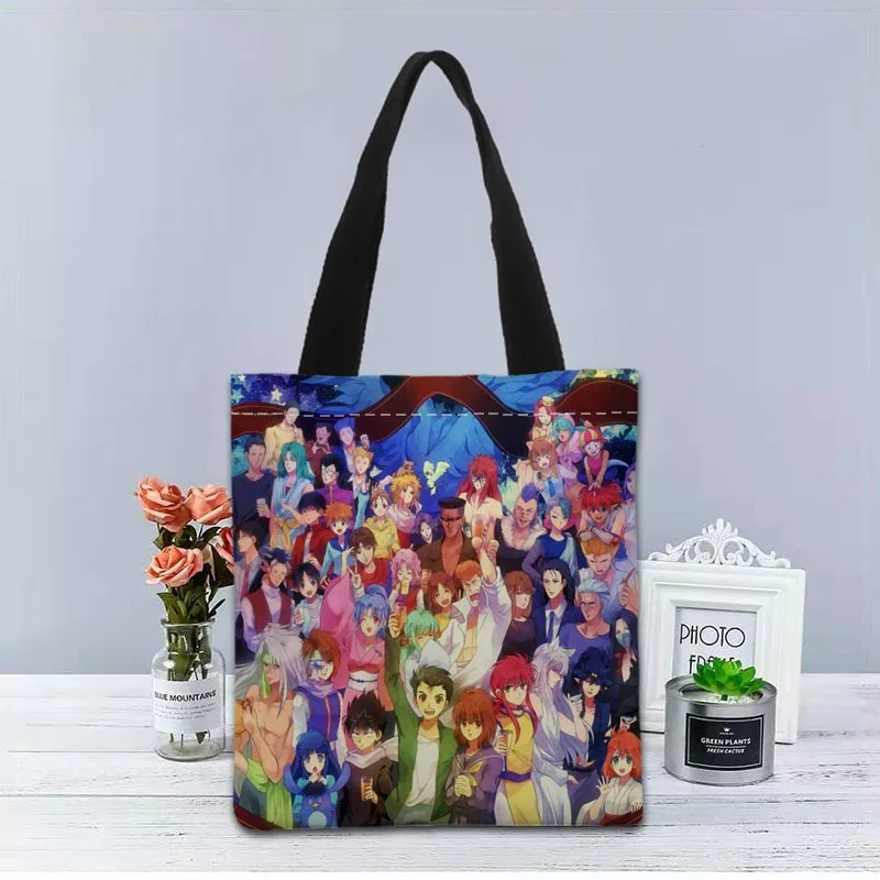 

Custom Anime Yu Yu Hakusho Handbag canvas tote bags shopping travel Casual Useful Shoulder Bag Women Bag 0629
