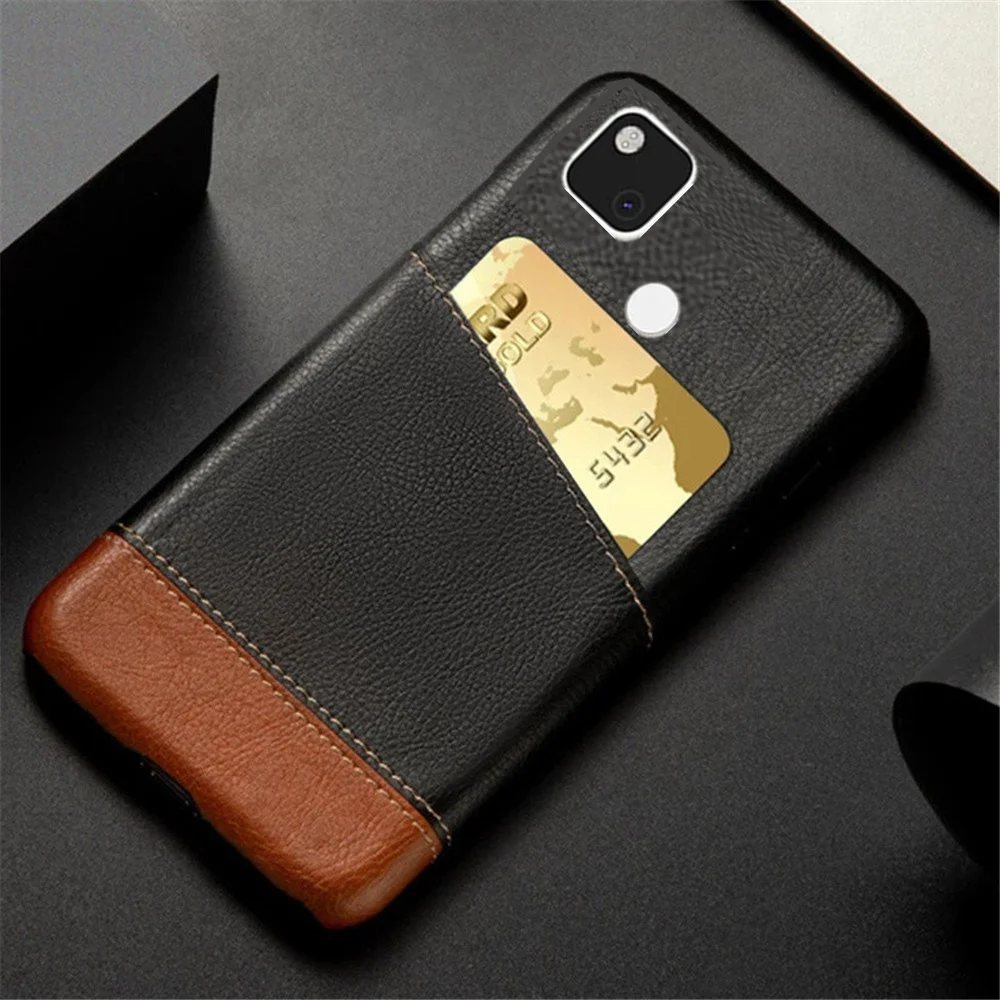 

for Goolgle Pixel 4a 4 4XL 6 6A 6por 3A 3XL XL 2 3 Mixed Splice PU Leather Credit Card Holder Cover for Pixel 5 5a 5g fundas