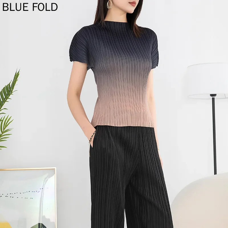 Женская летняя новая футболка с короткими рукавами градиентная цветная печать