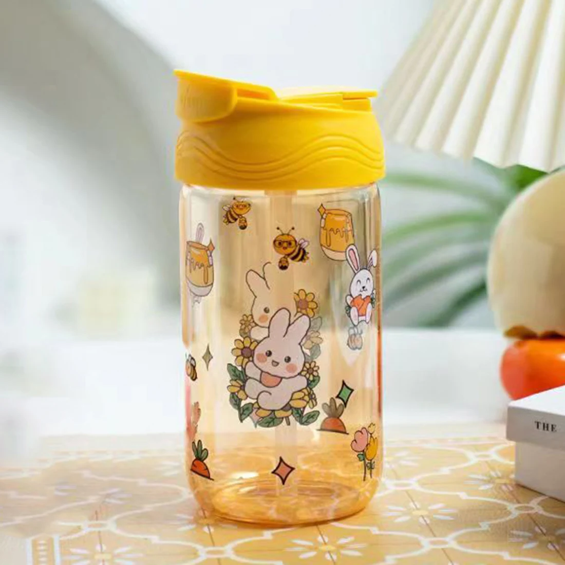 

Water Cup 600ml Juice Milk Cup Portable Outdoor With Lid With Straw Cute Water Drinking Cup Cartoon Water Cup Creative Design