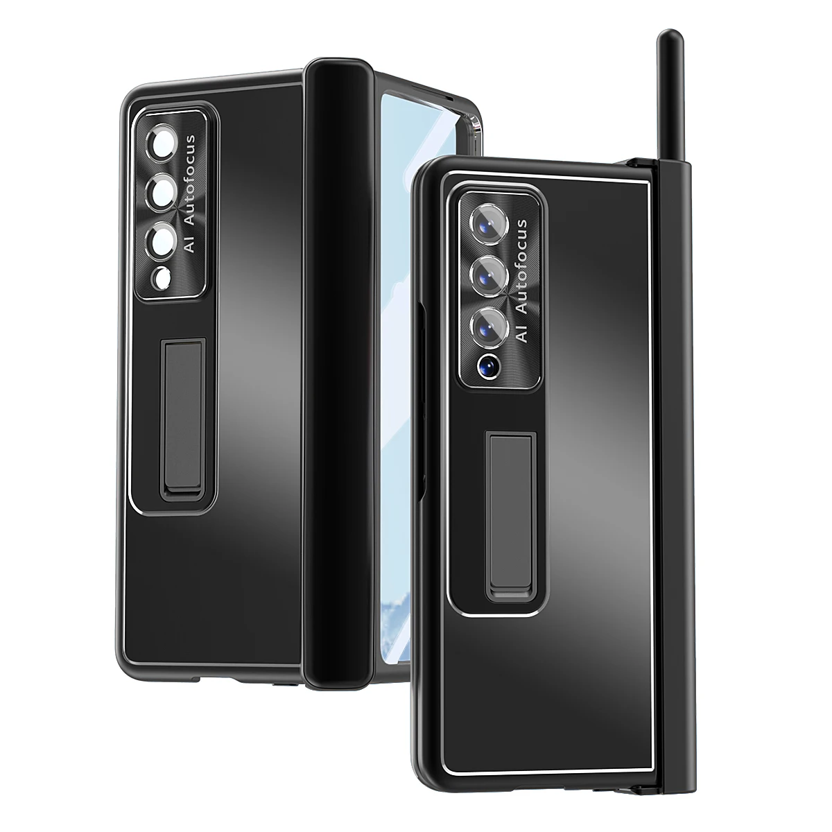 Case For Samsung Galaxy Z Fold 3 5g With Tempered Glass Bracket 2pc Hinge Full Protection Pen Slot