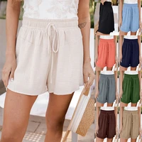 2022 summer new womens loose casual shorts wide leg pants women solid color shorts lady