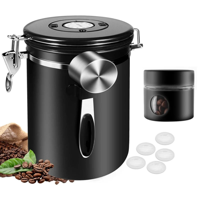 

Coffee Jars Airtight 1.8L Coffee Bean Container Storage Jars With Mini Jar,Date Tracker,CO2 Valve For Coffee Bean,Sugar