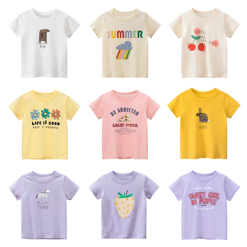 

T Shirts Kids Children Boys Girls Baby Tee Short Sleeves Summer Clothing Clothes Print Cartoon Cotton New 2022
