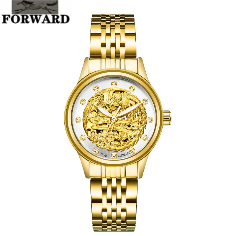 FORWARD Dragon and Phoenix Couple Leisure Bottom Automatic Machinery Women watch  Luminous waterproof luxury Women's wristwatch
