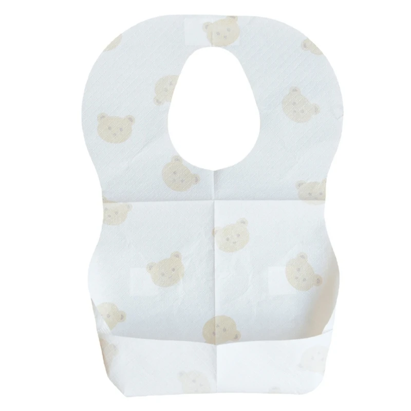 

50xCartoon Bear Print Drooling Bibs with Pocket Baby High-absorbent Saliva Towel X90C