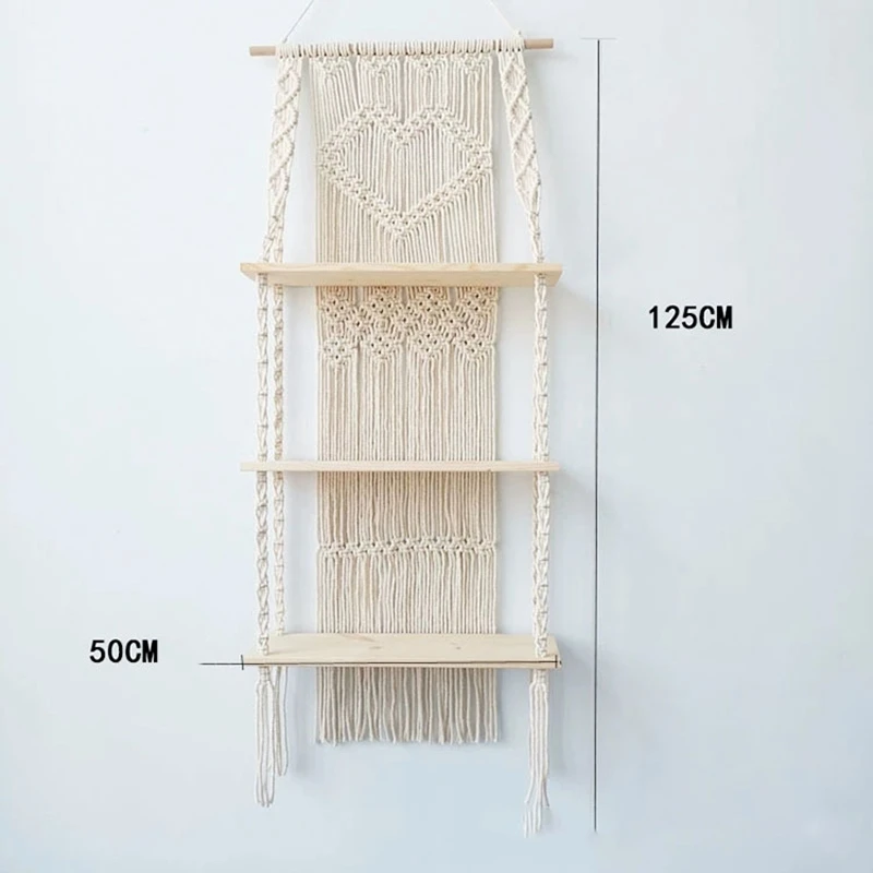 Настенная подвесная полка горячая Распродажа Macrame в стиле бохо 3 уровня настенные