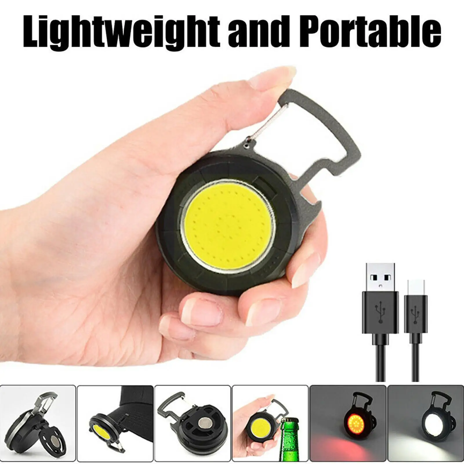 

Multifunctional Mini Cob Keychain Light Usb Charging Lamps Tool Magnetic Repair Work Camping Emergency Outdoor Strong Light U2D4