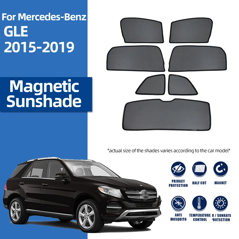 For Mercedes Benz GLE W166 2011-2019 450 500 Magnetic Car Sunshade Shield Front Windshield Curtain Rear Side Window Sun Shades