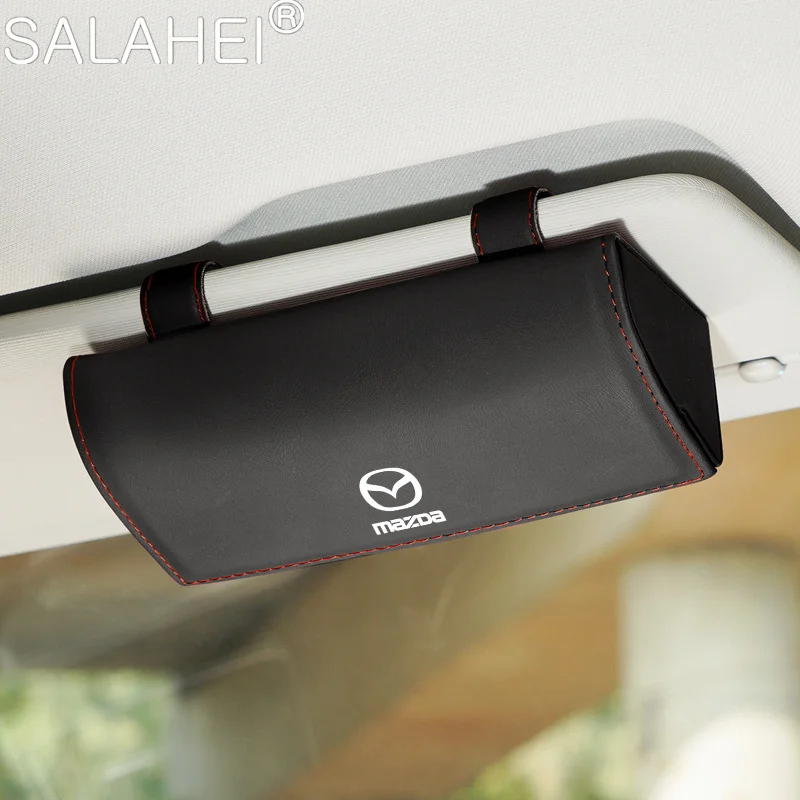 

Car PU Leather Glasses Holder Auto Sun Visor Eyeglass Case Clip For Mazda 3 6 2 Axela CX5 CX3 CX30 CX9 Atenza Demio RX7 MX5 CX7