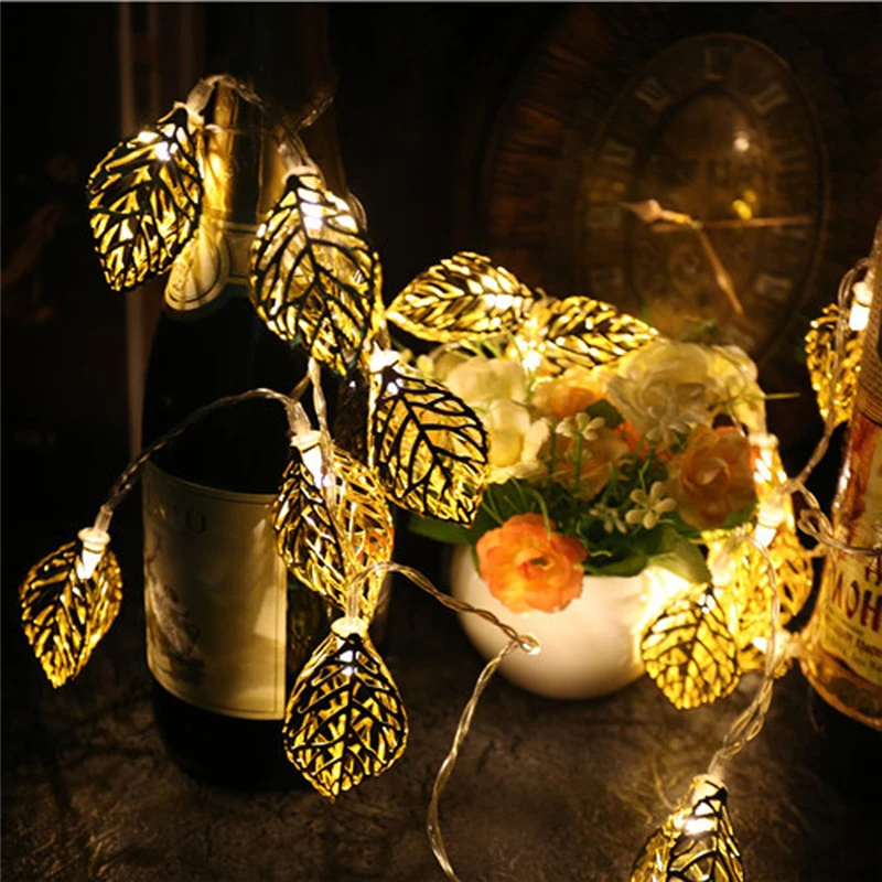 

10M Valentine's Day Wedding Atmosphere Lamp Event Party Garland Decoration Luminous Gold Leaf Fairy Electric Decoration Lamp