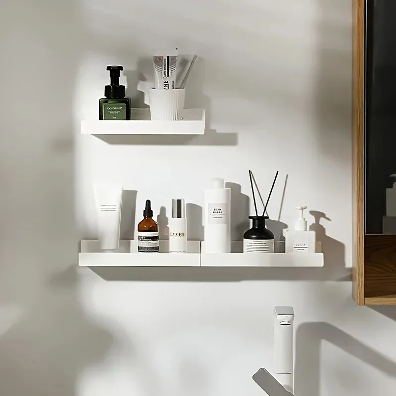 Фото Полка для ванной комнаты без дрели, настенная бутылка для шампуня, угловая полка для душа, туалет, хранение макияжа, кухонные аксессуары №3