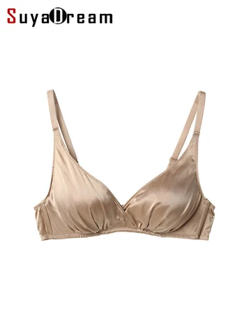 SuyaDream женские шелковые бесшовные бюстгальтеры, черный, хаки
