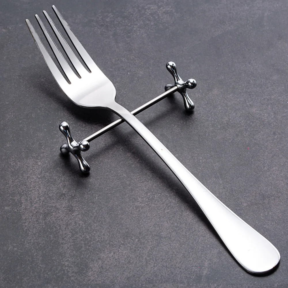 

6 Pcs Zinc Alloy Chopsticks Rest Spoons Stand Forks Knives Holder Rack Stand Metal Craft Table Decoration