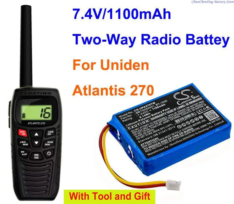 

OrangeYu 1100mAh Two-Way Radio Battery BBTG092001,BT-1035 for Uniden Atlantis 270