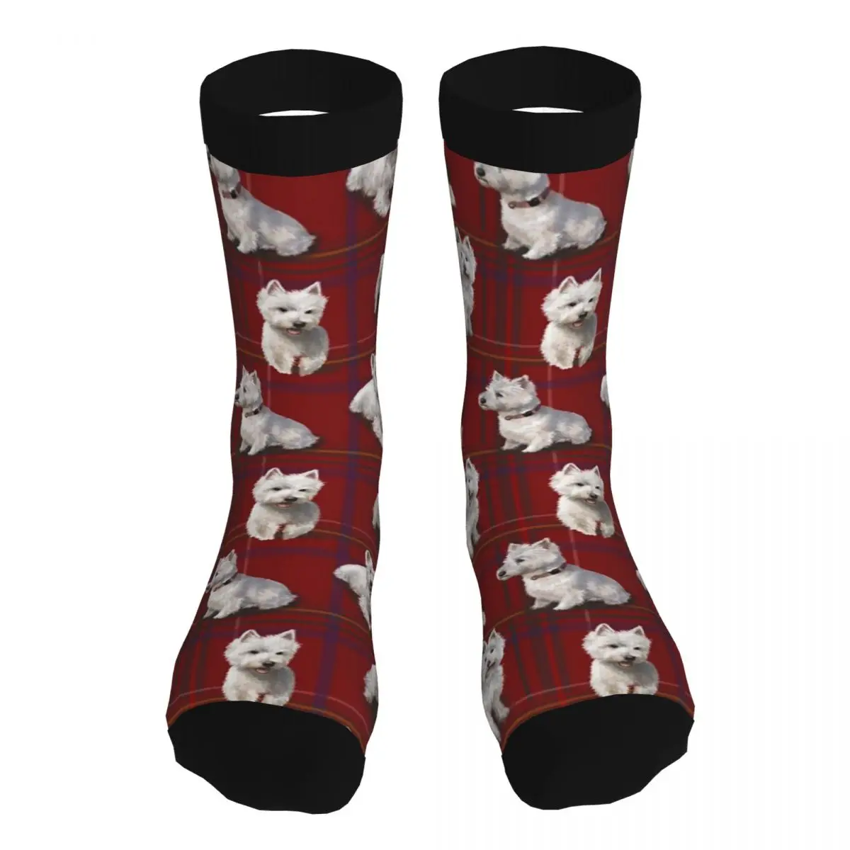 

West Highland Terrier Westie Thick Contrast Color Socks For Men 90% Polyester Casual Middle Tube Socks Thick Gift