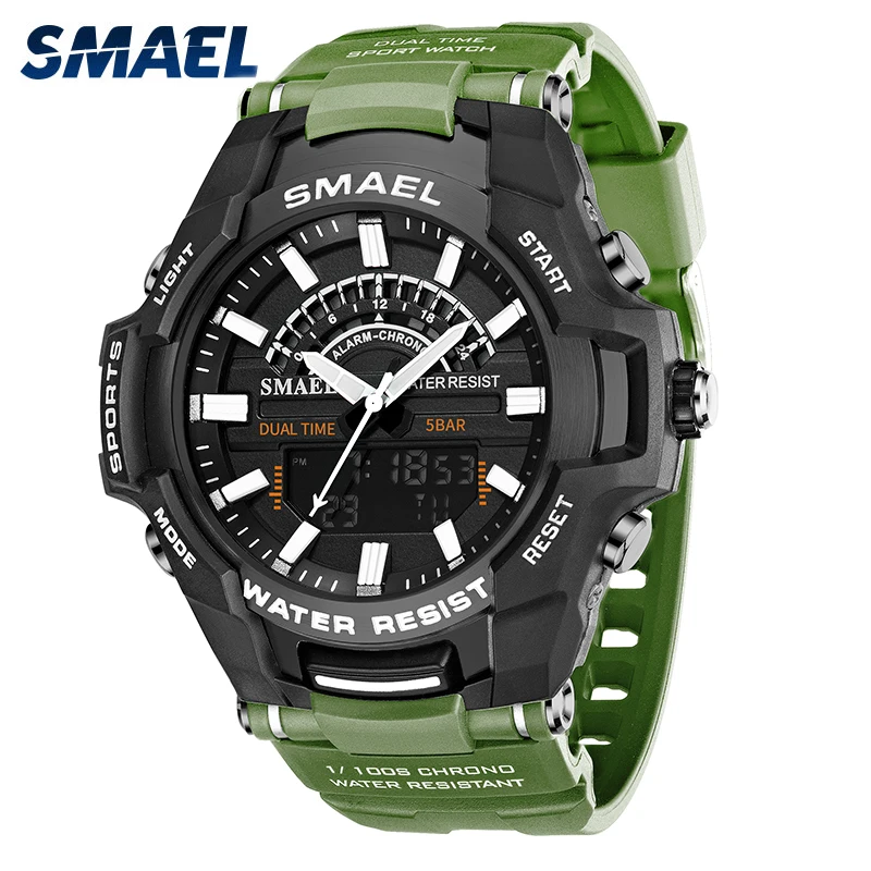 

Sport Watch For Men SMAEL Male Clock Alarm 50M Waterprrof LED Light Quartz Wristwatches 8028 Men's Watches Digital Military Army
