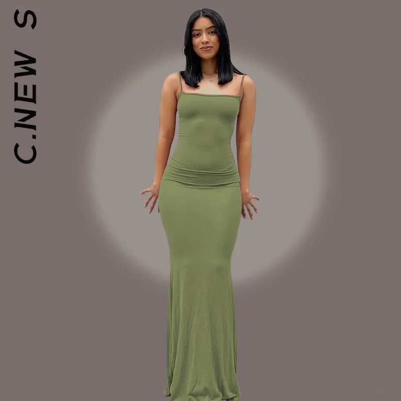 C. Новое модное женское атласное платье-комбинация без рукавов с открытой спиной