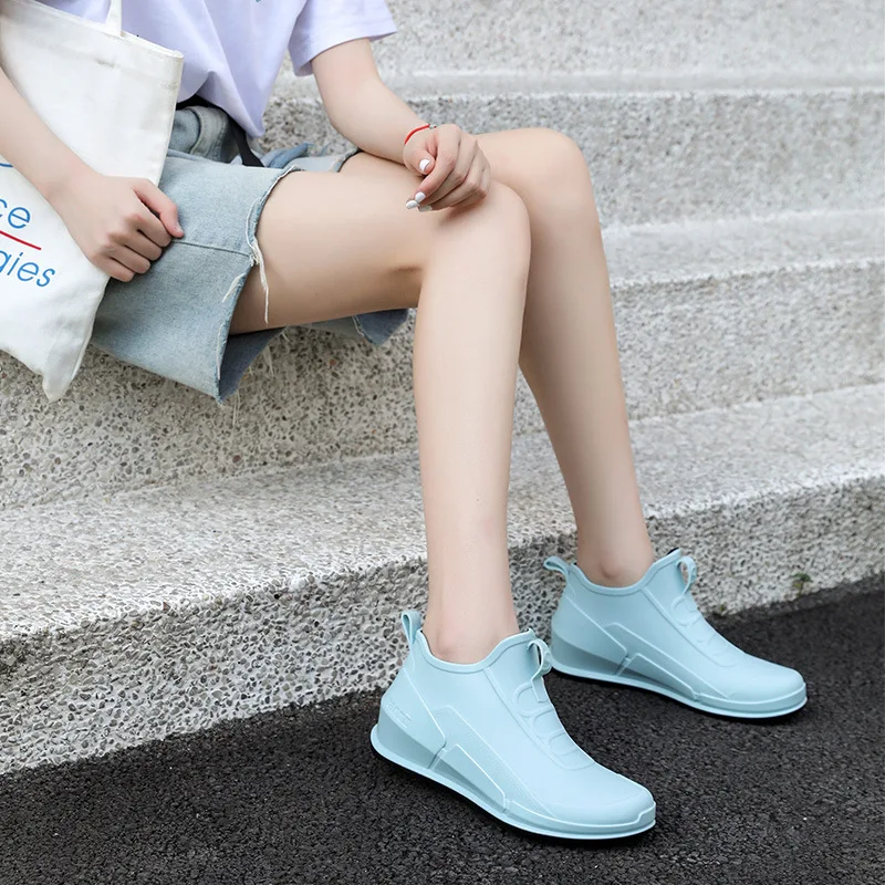 New Women Fashion Ankle Rain Boots Waterproof Short Rainboots Non-slip Wellies Boots Height Increasing Shoes AL39