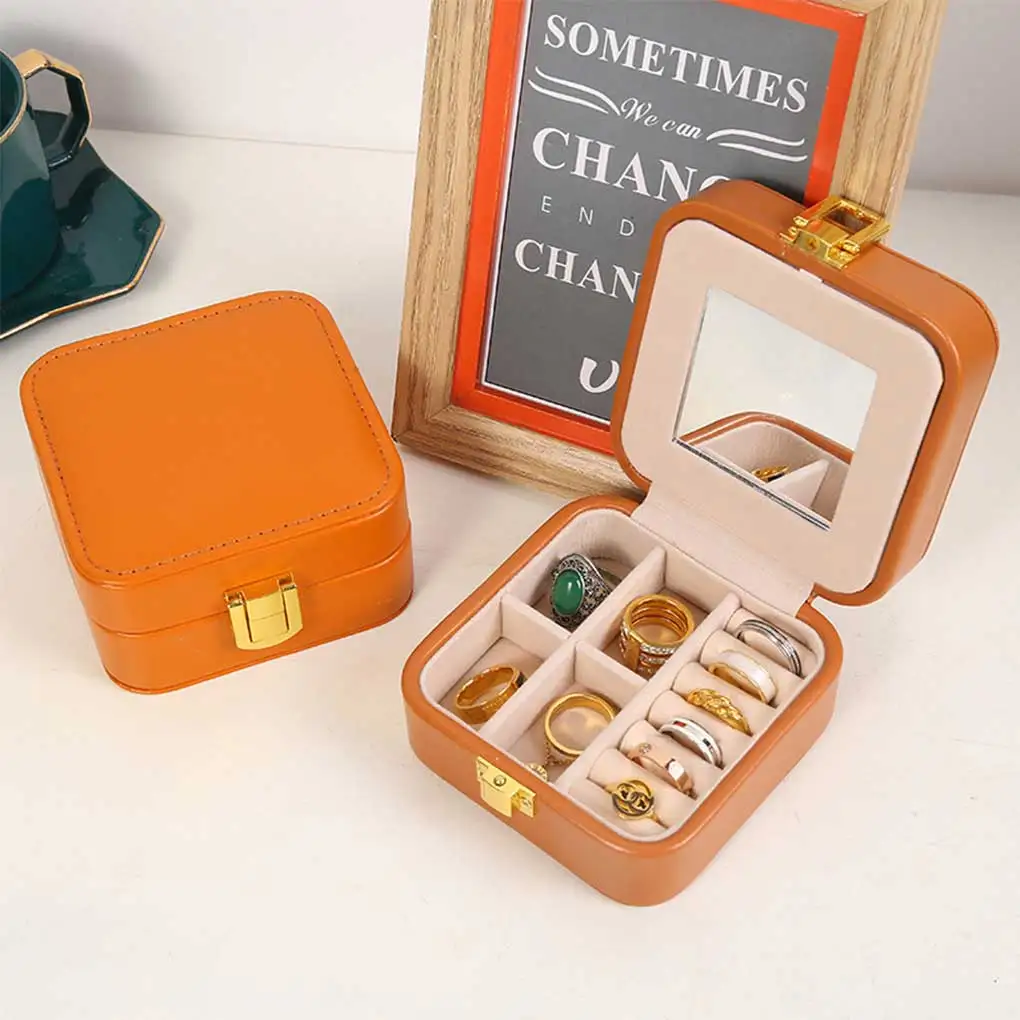 

Мини-шкатулка для ювелирных изделий из искусственной кожи, легкий органайзер для хранения серег, ожерелий, колец, шкатулка для хранения косметики