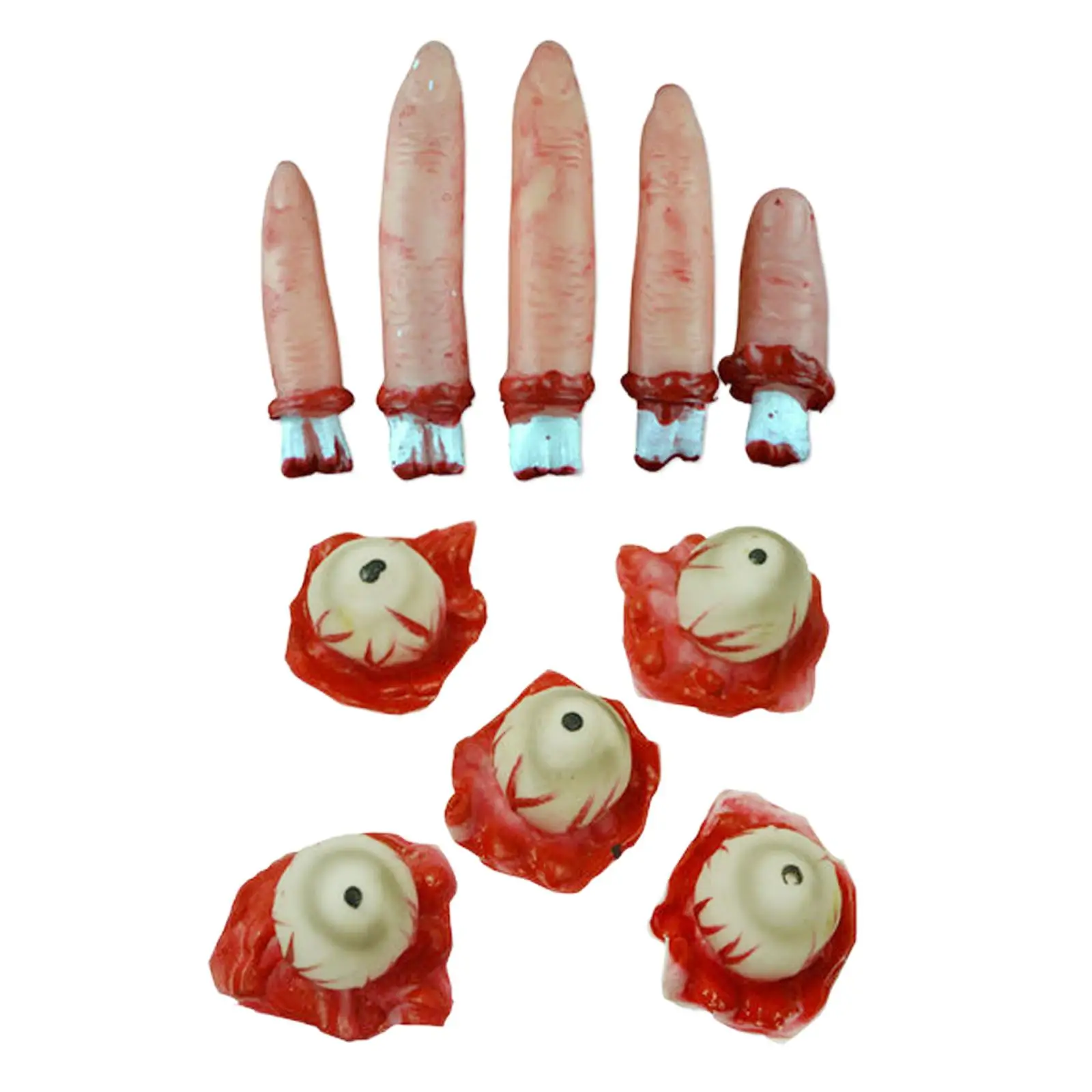 

10x Severed Fingers Eyes Kit, Cut Off Fingers Scary Artificial Eyes Fingers Prank Toys for Halloween Zombie Party Props Decor