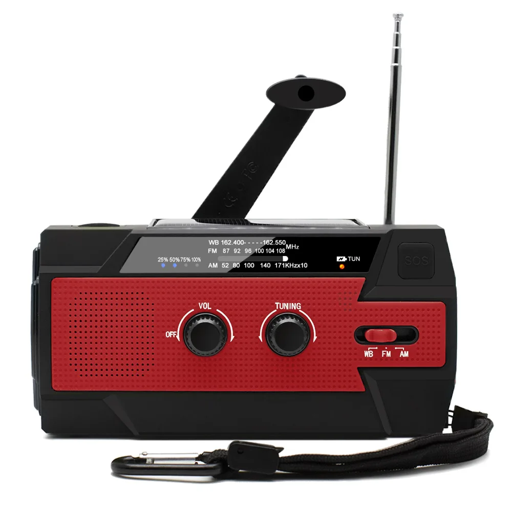 4000mah solar radio outdoor emergency radio bright camping light mobile phone charging battery solar powerbnak portable radio free global shipping