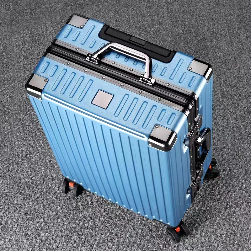 

SOLI2 Angle Retro Universal Boarding Capacity Aluminium Frame Luggage Right Travel Password Leather Suitcase S10649-S10670