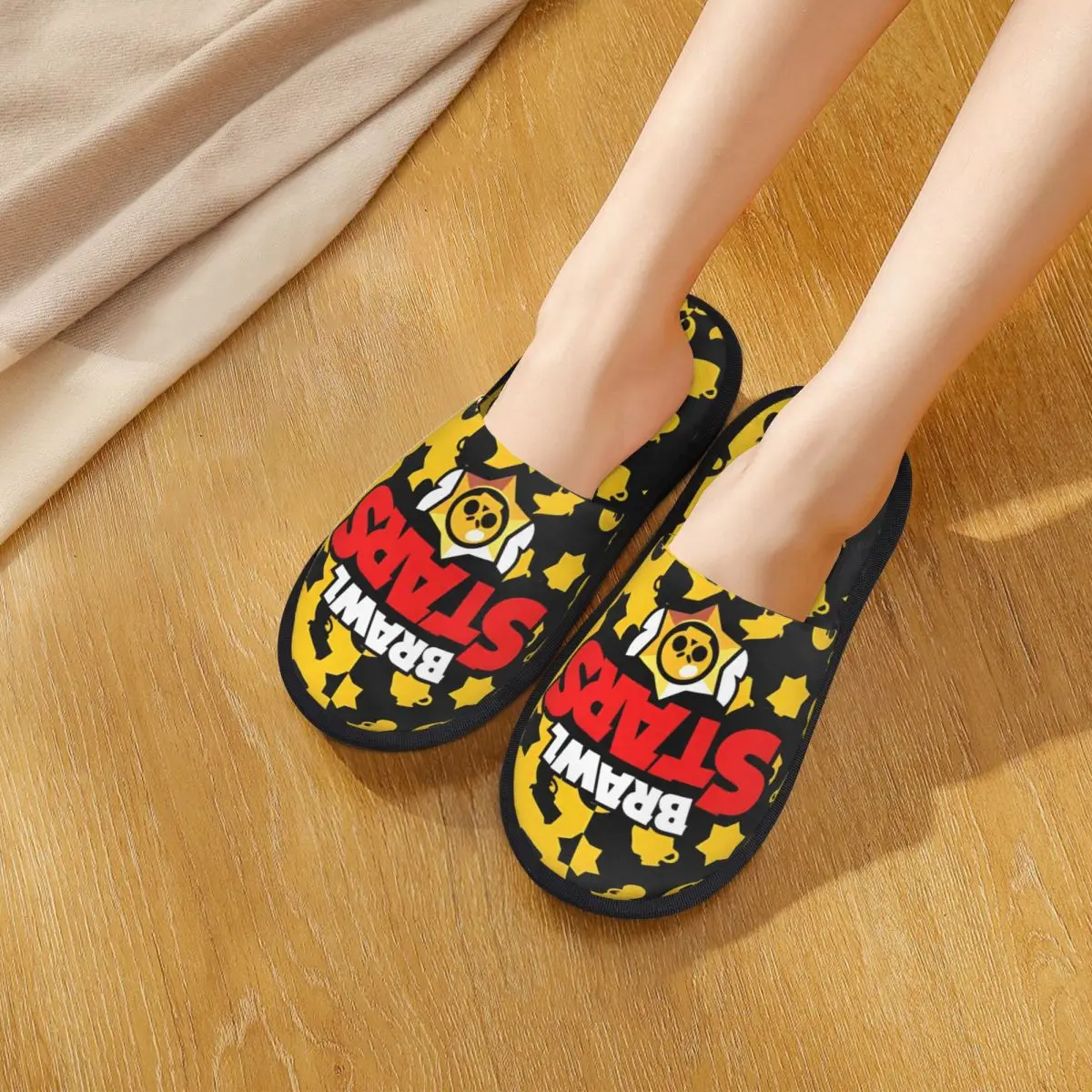 Зимние меховые тапочки Brawll Emz Spike Squeak Merch домашние шлепанцы игровые мягкие