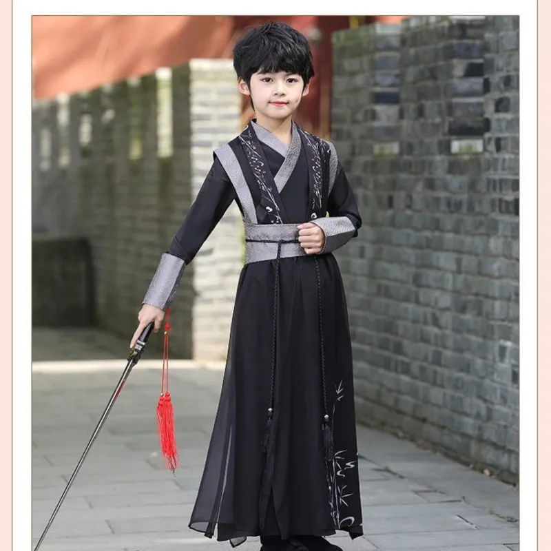 

2023 Children's Long-Sleeved Printing Hanfu Boys' Ancient Tang Suit Hanfu Traditional Chinese Style Performance Costume LE468