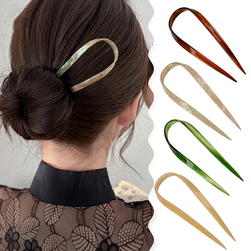 

U-shaped Acetate Hair Fork Big Size Acetic Acid Geometric Resin Hairpin Ancient Style Hair Accessories Headwear Shell Hair Stick