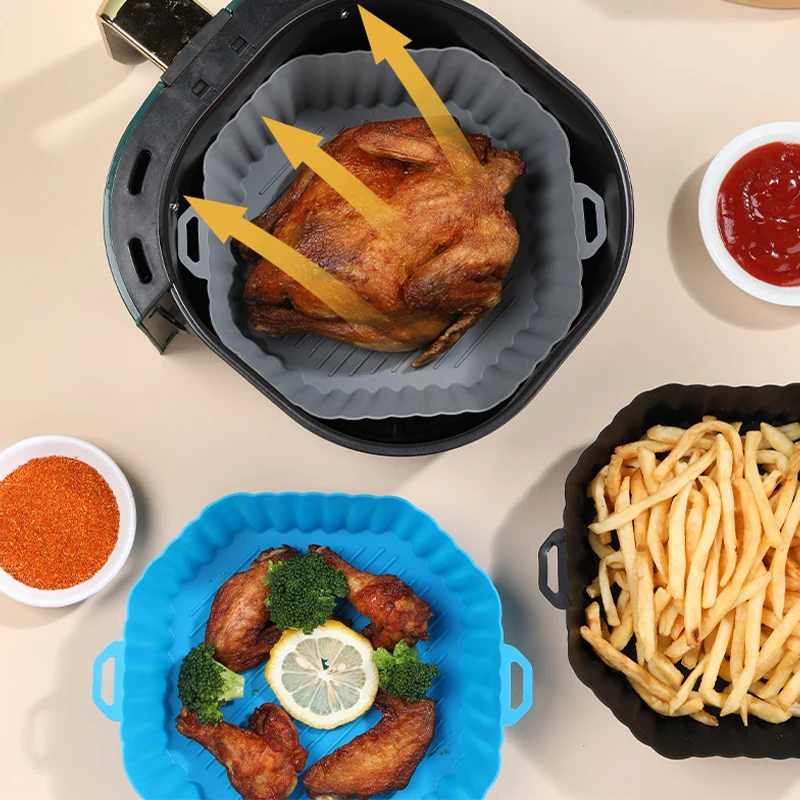

Silica Gel Grill Tray Collapsible Grill Air Fryer Square Fried Chicken Basket Air Fryers Liner Replacemen Grill Pan